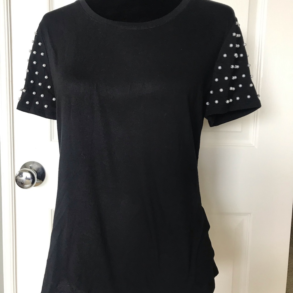 INC brand Black shirt w/ pearl embellishments